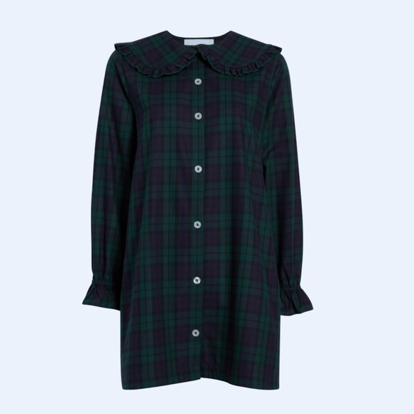 Hill House Evelyn Dress Blackwatch Tartan Peter Pan Collar Plaid Green - Picture 5 of 5